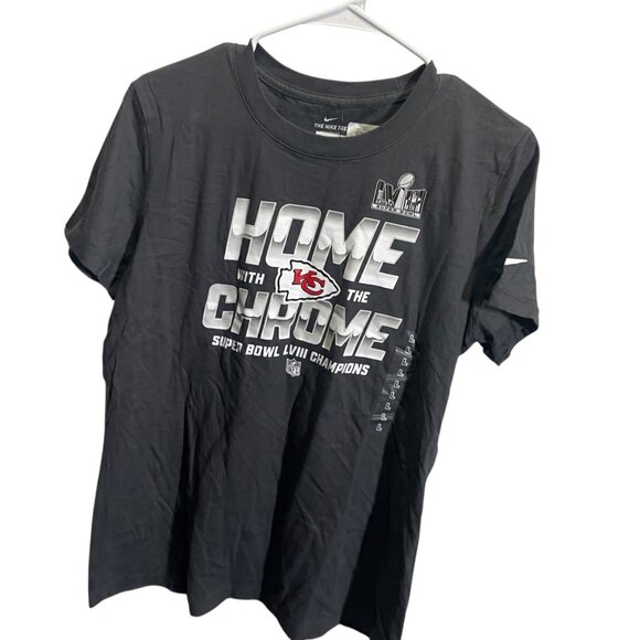 Nike Womens Large Super Bowl LVIII Kansas City Chiefs Black Tee - Picture 2 of 4
